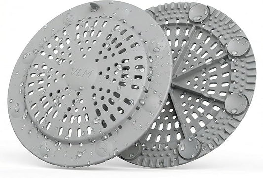 VLM 2 Pack Tub Stopper Bathtub Drain - Shower Drain Cover with 8 Strong Suction Cups, Upgraded Large Size Drain Cover for Bathtub, Shower, Laundry, Sink