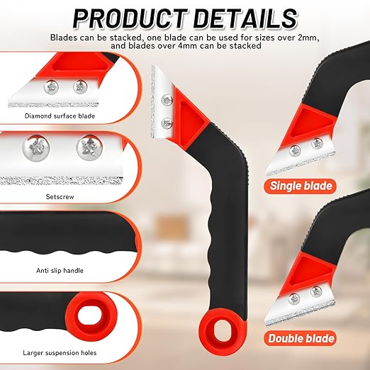 15pcs Grout Removal Tool with Upgraded Handle & 8 Blades Grout Saw Kit Effortless Tile Grout Cleaner for Bathroom, Shower, Floor Repair