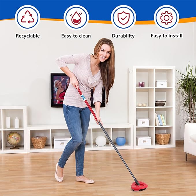 2 Pack Scrub Brush Head Compatible with O Cedar EasyWring Spin Mop 1-Tank System, 5.9" Triangle Heavy-Duty Stiff Bristle Mop Scrubber Attachment for Tile, Grout, Shower, Kitchen & Deck Deep Cleaning