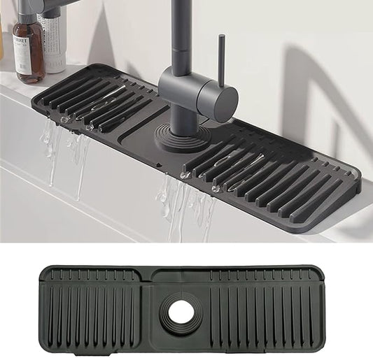 STARGAZ Silicone Faucet Mat For Kitchen Sink,Sink Back Splash Guard, Faucet Draining Mat,Kitchen Sink Rubber Mat,Bathroom Sink Sink Mat,Soap Dish,Silicone Sink Protector(17.7”×5.5”)