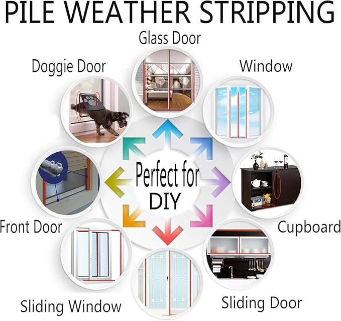 Brush Weatherstrip for Sliding Window Side,Pile Weatherstripping Door Sealers for Door Frame (80ft x11/32 Backing x 11/32 Brush inch, Brown)