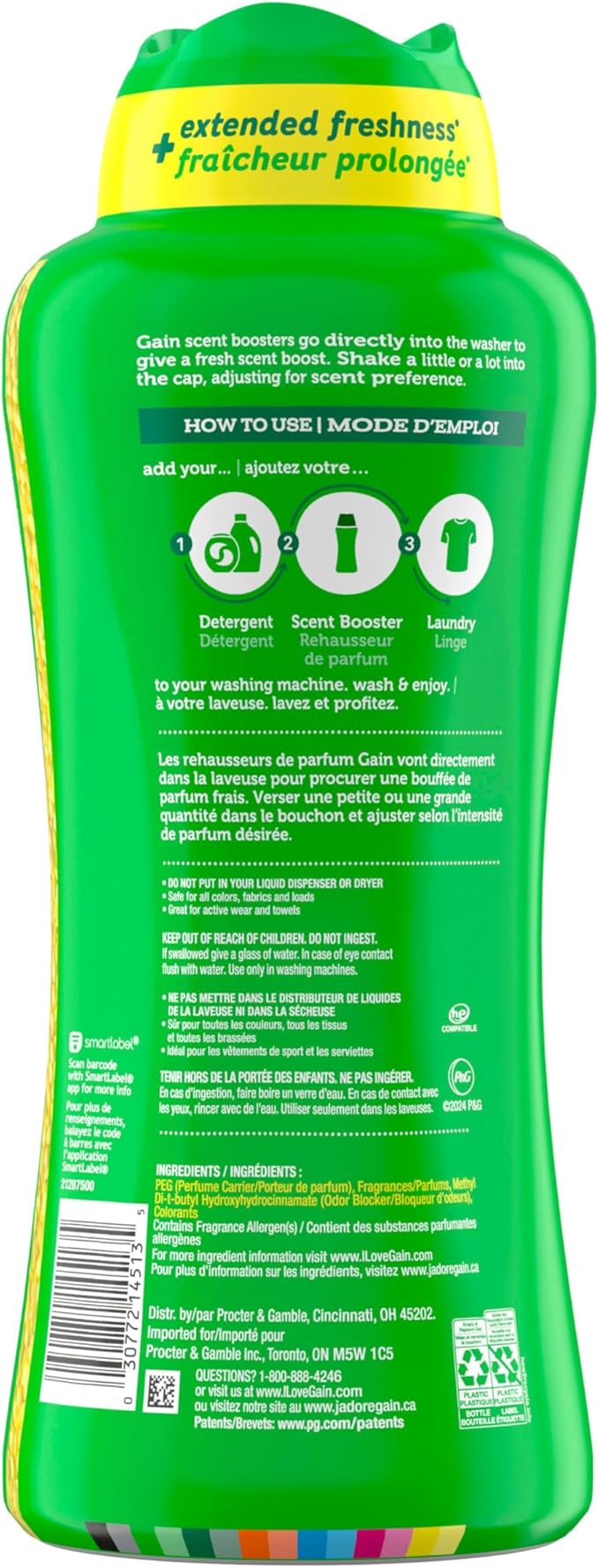 Gain In-Wash Laundry Scent Booster, Original Scent, 30.1 OZ, Fresh Extender + Odor Protection