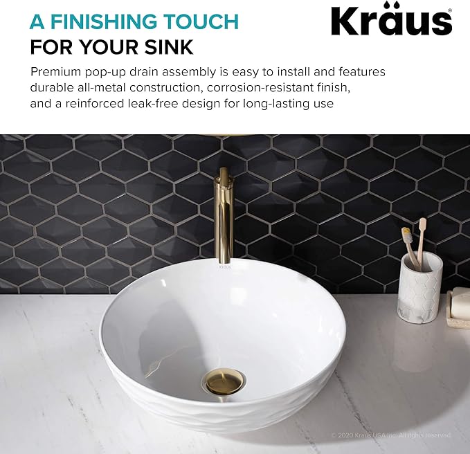 KRAUS Pop-Up Drain in Brushed Gold, PU-10BG