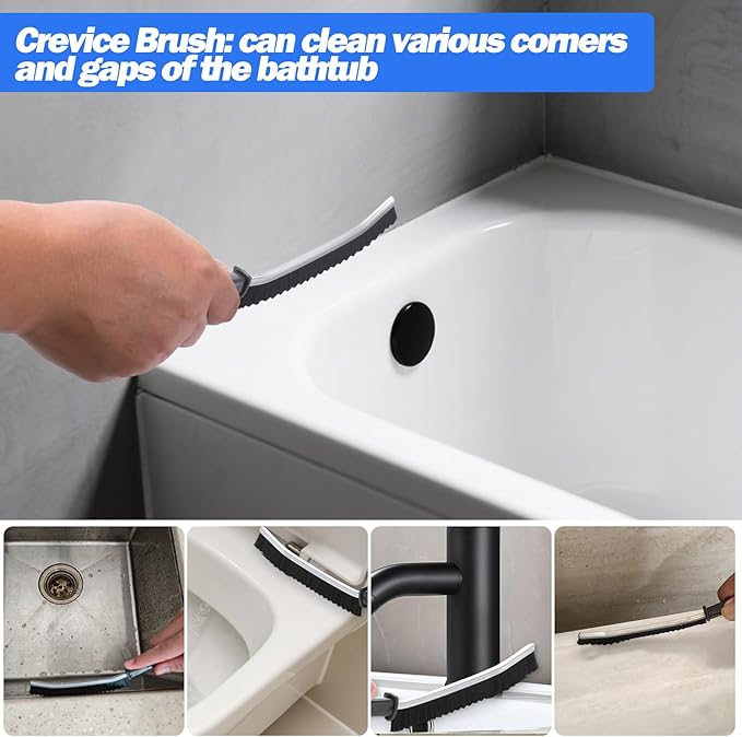 XANGNIER Bathtub Cleaning Brush Tools Kit,3 Pcs Bath Tub Scrubber Cleaner Brush with Long Handle,Shower Scrub Brushes Set for Cleaning Bathroom,Tile,Grout,Wall,Toilet,Kitchen,Sink,Floor,Carpet