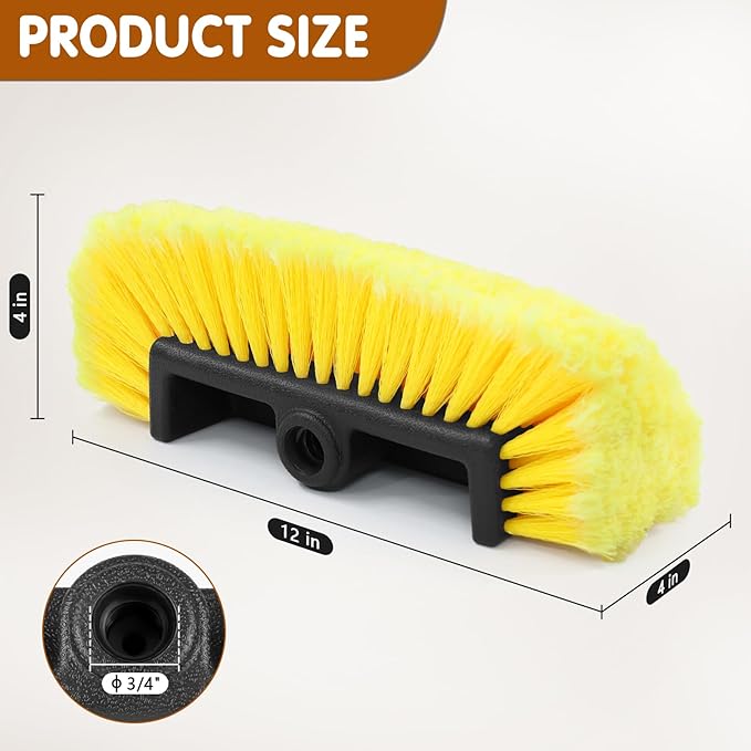 12" Car Wash Brush Head, Soft Bristle Scrub Brush, Large Durable Car Washing Brush, Wash Brushes for Vehicles, Auto, Truck, Boat, House Siding, Sweep Snow, Caravan, Solar Panel