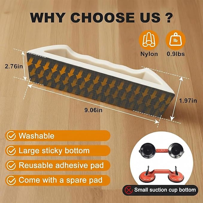 Floor Gap Fixer Tool – Heavy-Duty Plank Grabber with Washable Adhesive Pad, Durable Nylon Design for LVP, Laminate, Vinyl & Hardwood Flooring Repair(Upgraded Version)
