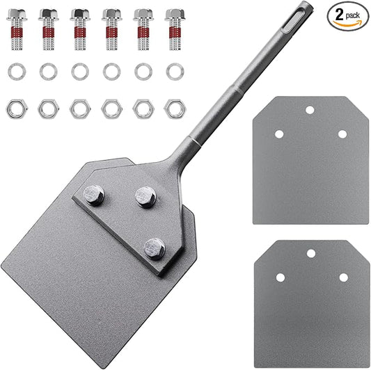 4 Inch SDS Plus Floor Scraper Kit, 4 x 10 Inch Tile Removal Chisel Tool with Spare Blades, Bolts, Nuts, Lock Washers, Removes Thinset Adhesives Wall Scraper, fits SDS-Plus Rotary Hammers