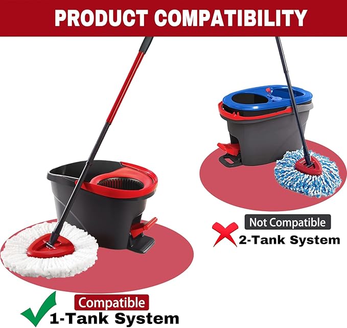 10 Pack Spin Mop Replacement Heads, Mop Replace Head Easywring 1-Tank System, Mop Head Replacement for Hardwood Floor Cleaning, Machine Washable and Easy to Replace