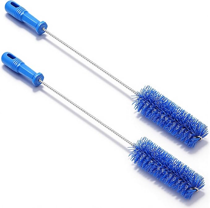 Baderke 2 Pieces Drain Brush Pipe Cleaning Blue Tube Brushes 19.7 Inch Plastic Shower Pipe Flexible Cleaning Tool(19.7 x 2 Inch)