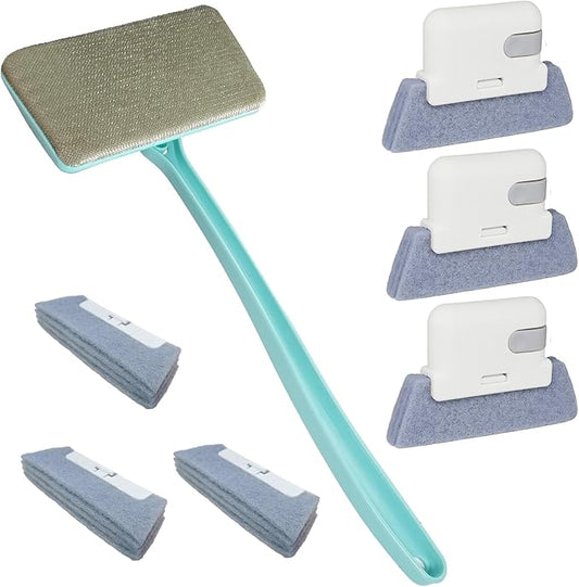Window Screen Cleaner and Groove Cleaning Brush, Mesh Screen Cleaning Brush and 3 PCS Hand-held Magic Window Track Cleaning Tools for Sliding Door, Sill, Tile Lines, Shutter, Car Vents