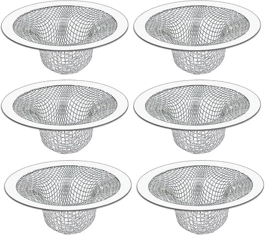 Seatery 2.75" Top / 1.0" Basket Bathtub Drain Strainers, Bathroom Sink Strainers, Shower Drain Hair Catcher, Drain Strainer for Laundry, Mop Pool, Utility, Slop, RV Sink, Stainless Steel, Pack-6