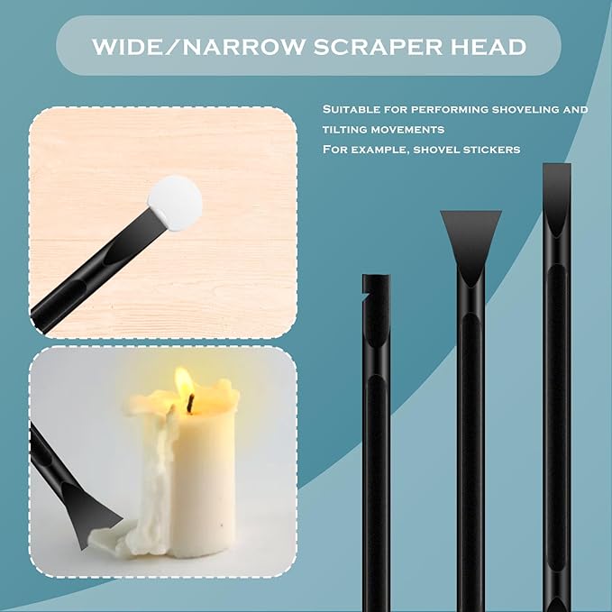 Plastic Scraper Tool Kit,9 PCS Car Detailing Supplies for Tight Crevices,Sticker & Label Removal,Non-Scratch Cleaning Pens for Auto,Kitchen,Mobile Detailing Equipment (Black)