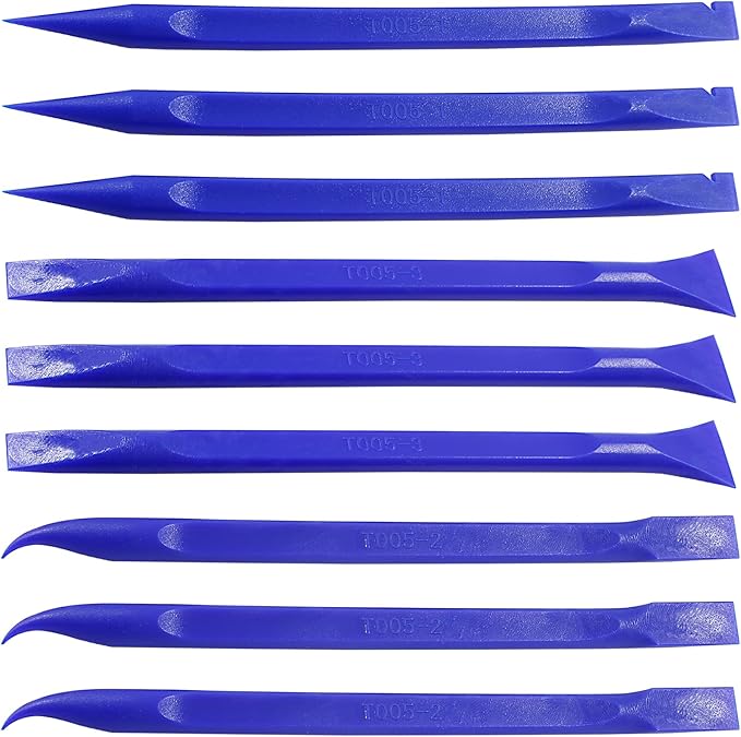 9Pcs Carbon Fiber Scraper Cleaning Tool Non-Scratch Plastic Multi-Purpose Stiff Scraper Pen-Shaped Scraper Tool for Paint, Stickers Label, Food, Tight Spaces, Crevices, Kitchen (Blue)