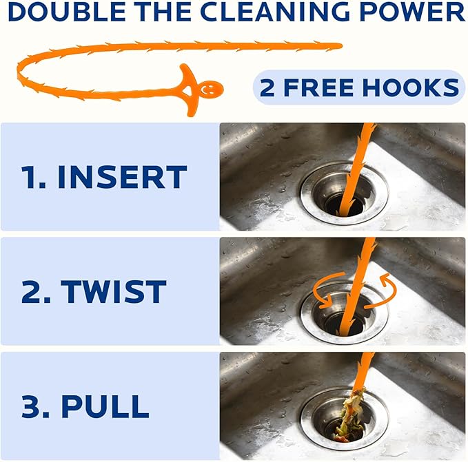 Sink and Drain Cleaner Powder Kit: Fast-Acting Clogged Pipe Opener for Kitchen Bathroom Pipes and Floor Drains - Drain Clog Remover for Routine Home Plumbing Maintenance (4 pack)