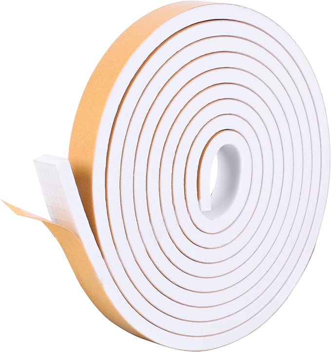 Kikerike Self Adhesive Foam Tape Weatherstrip 2In x 1In x 6.5Ft High Density Foam Insulation Strips Seal Weather Stripping with Strong Adhesive for Door and Window Sound Isolation Soundproofing