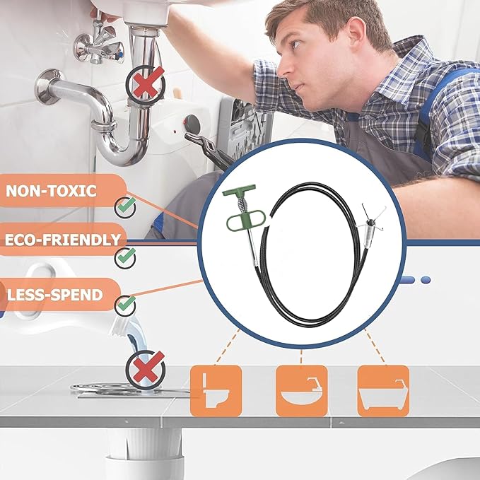 35" Flexible Drain Snake Grabber Tool, Upgraded Hair Clog Remover for Sink, Shower & Bathtub, Easy Reach Plumbing Weasel