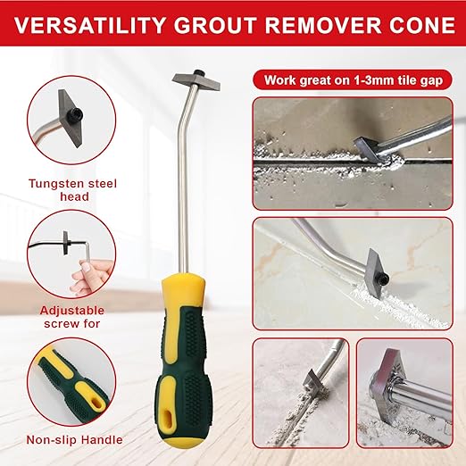 23 Pack Grout Removal Tool Kit, 2 Tile Grout Saws with 6 Extra Blades, 2 Hand Grout Saw and 7 Cleaning Blades, Caulk Remover for Bath Shower, Ideal for Floor Tile Grout Cleaning