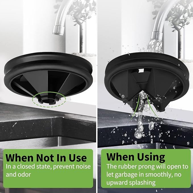 Garbage Disposal Splash Guards, 3 3/8" for Insinkerator Evolution Series, Quiet Collar Sink Baffle Kitchen Rubber Drain Insert Cover Replacement Parts, QCB-AM Disposal Splash Guard Gasket, 2 Pack