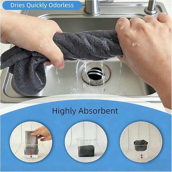 Microfiber Rags 50 Pack - 12" x 12" Tear Away Reusable Towels, Ultra Absorbent Microfiber Cleaning Cloth, Lint Free Washable Cloths for Kitchen, Home & Auto, Reusable Paper Towels Alternative, Grey