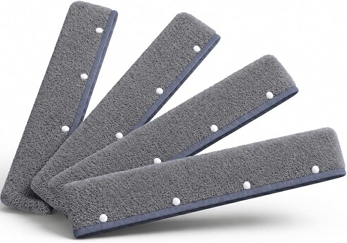 Floor Squeegee Broom with Long Handle, Heavy Duty Rubber Squeegee Kit, Scrubber for Tile Floor, Garage and Concrete, (Four Pieces of Fabric)
