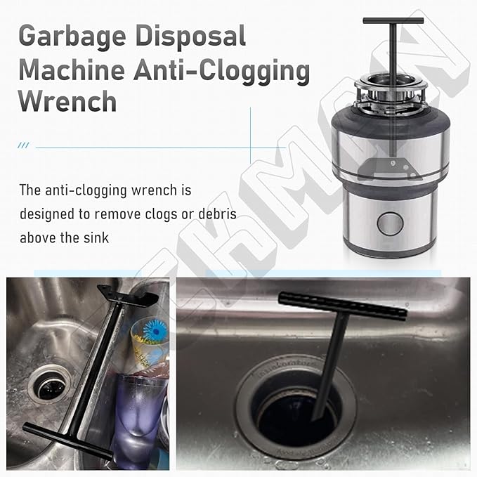 Garbage Disposer Unjamming Wrench, Unjamming Wrench, To Dislodge Jams or Clutter From Above The Sink, Compatible With Moen Waste King InSinkErator Garbage Disposals