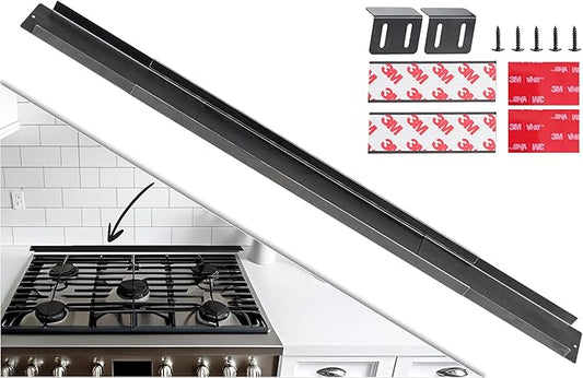 Expandable Rear Stove Gap Cover for Slide-In Ranges – Stainless Steel, Black Powder Coated – Adjustable Up to 32″ – Dual Install Options (1.5 inch WIDE)