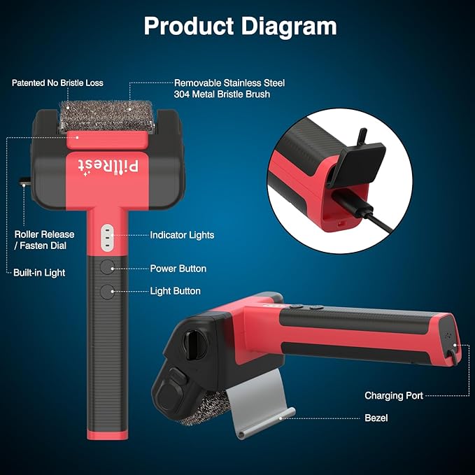 Electric Grill Brush, Cordless Rechargeable Grill Cleaner with LED Light - 950 RPM Spinning 304 Stainless Steel Head, Cool Fathers Day BBQ Accessories Gifts for Husband Dad Boyfriend Son or Brother