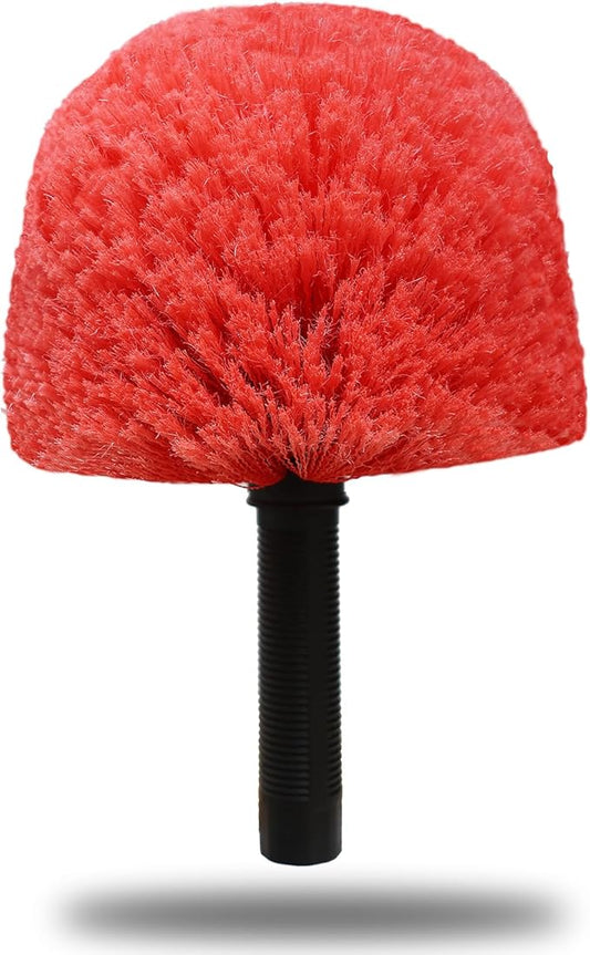 Twist-On Cobweb Duster Head Brush - Indoor & Outdoor Spider Web Cleaning Solution - Fits Standard Acme Threaded Poles - Durable & Versatile Spider Web Corner Cleaner Duster Brush Head Only - Red