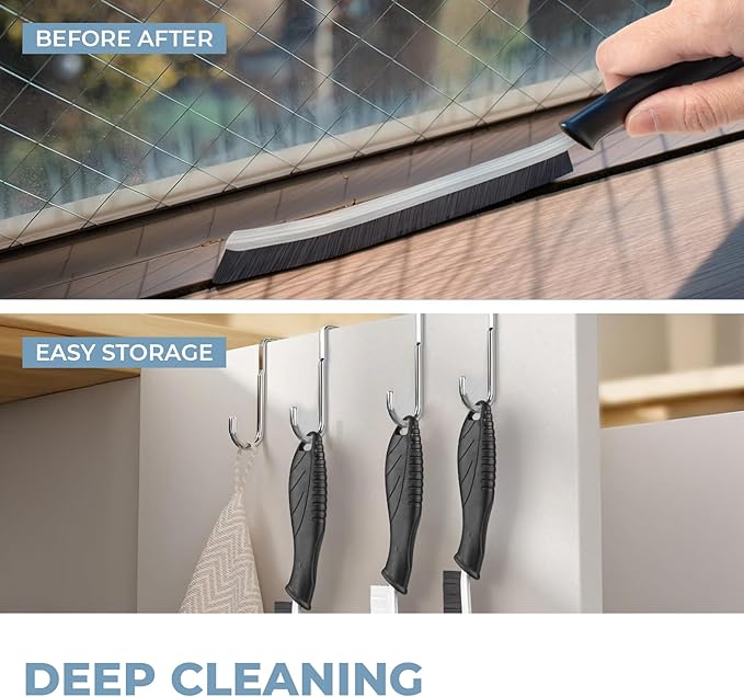 3Pcs Cleaning Brush- Includes 1 Soft Bristle Cleaning Brush, 2 Hard Crevice Brush, Bathroom Cleaning Brush, Multifuntianal Grout Brush, Cleaning Tools for Auto Vent Wheel Kitchen House (Black)