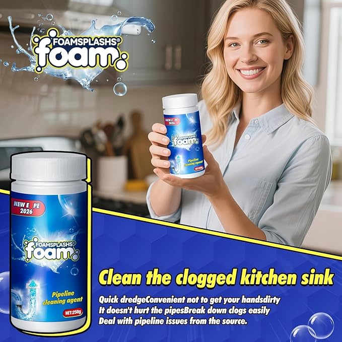 Drain Cleaner, Drain Clog Remover, Pipeline Dredging Agent, Powerful Pipe Dredging Agent, Powerful Sink & Toilet & Kitchen & Bathroom Cleaning 4 in 1, 1PCS(Unscented)