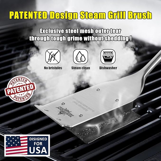 XUDAKAIXIN Grill Brush Bristle Free,Unique Steel Fibers Pad [Safe & Efficient] Perfect for Any Grill/Flat Tops Griddles,Safe Grill Cleaner for Outdoor Grill,Gifts for Men/Dad