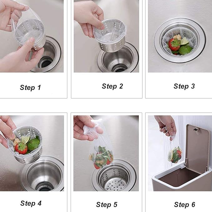 Kitchen Sink Strainer Mesh Bag- 200 PCS Disposable Sink Net Strainer Filter Bags for Sink Drain for Collecting Kitchen Food Waste Leftover Garbage