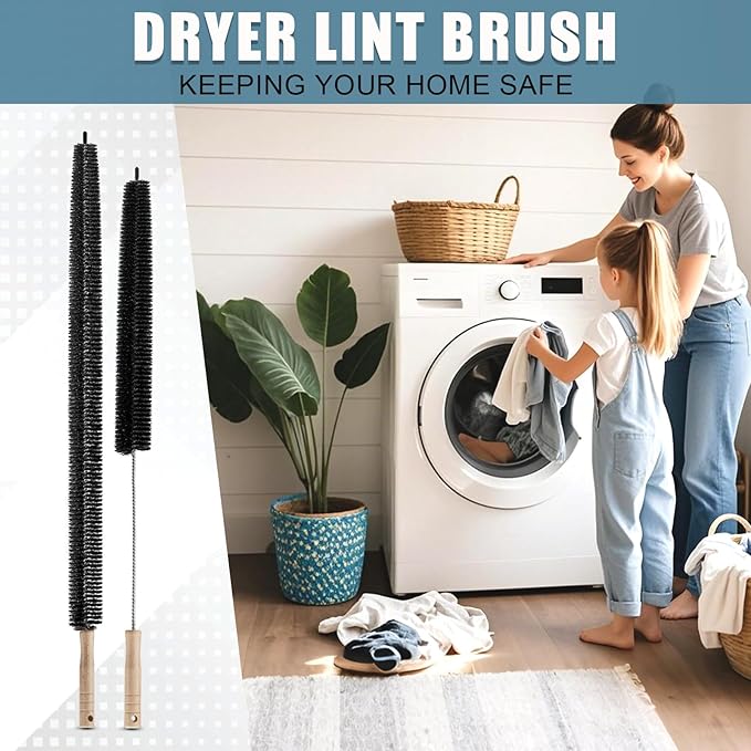 2 Pack Dryer Vent Cleaning Brush, Dryer Vent Cleaner Brush Set, Trap and Duct Lint Remover with Long Flexible Lint Brushes for Deep Cleaning to Remove Pet Hair & Lint, and Refrigerator Coil Cleaning