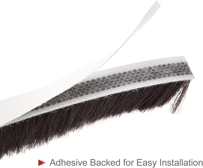 uxcell Weather Stripping Brush, 26ft L x 0.35" W x 0.6" H Self-Adhesive Seal Weatherstrip Sweep Brush Brown for Door Window