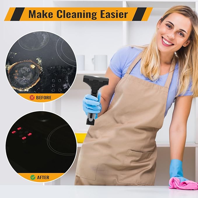 4" Razor Blade Scraper, Scraper Tool with 15pcs Razor Blades, Scrapper for Cleaning Paint, Sticker & Caulk Remover Tool, Glass Scraper for Windows, Stove Top, Oven, Cooktop, Floor, Tile