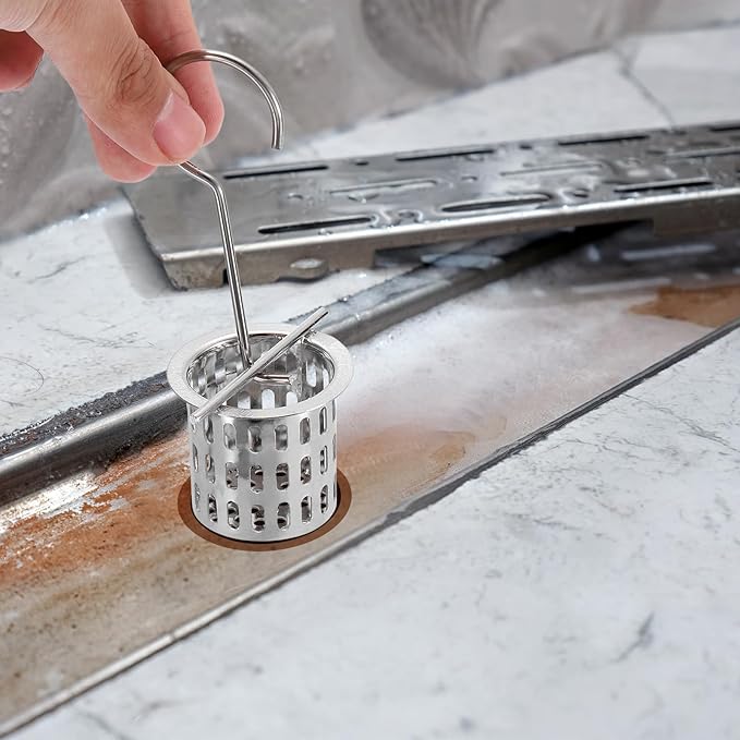 uxcell Hair Strainer, 304 Stainless Steel Shower Drain Strainer with Lifting Hook Hair and Debris Collector Debris Filter Basket for Bathroom Kitchens, Silver