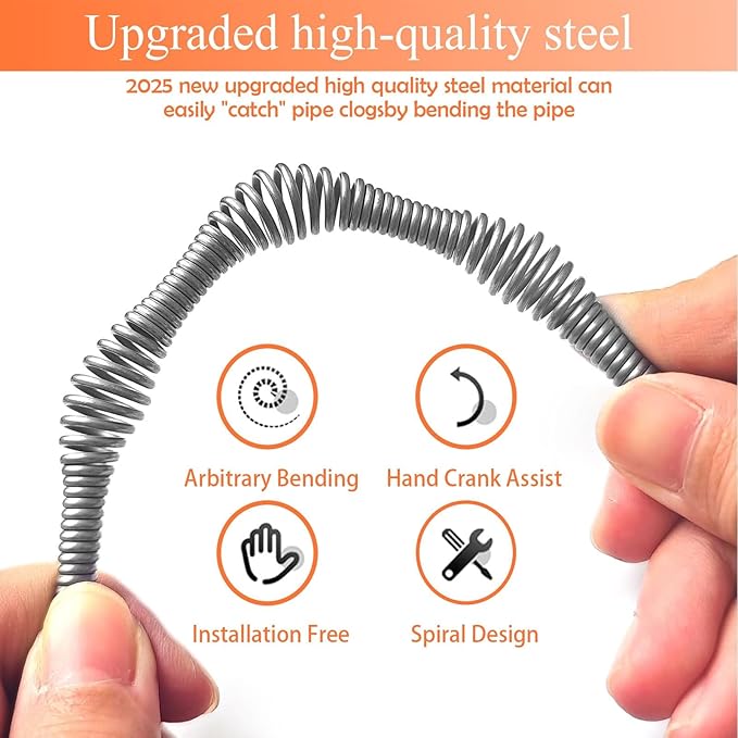 33 FT Drain Snake Auger, Plumbing Snake Drain Hair Clog Removal Tool, Sink Unclogger Drain, Heavy Duty Drum Auger, Cleaner Tool for Bathroom Kitchen Tub Shower Drain Clog Remover with Gloves