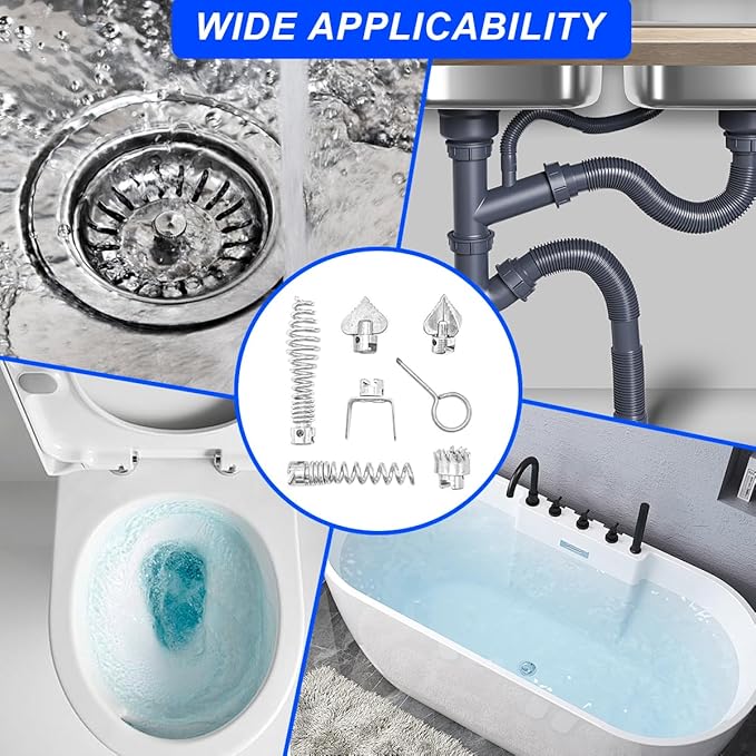7 Pcs Drain Cleaner Combination Cutter Head Set 16mm Drain Snake Drill Attachmet Drain Snake Attachment for Pipeline Dredging Machine