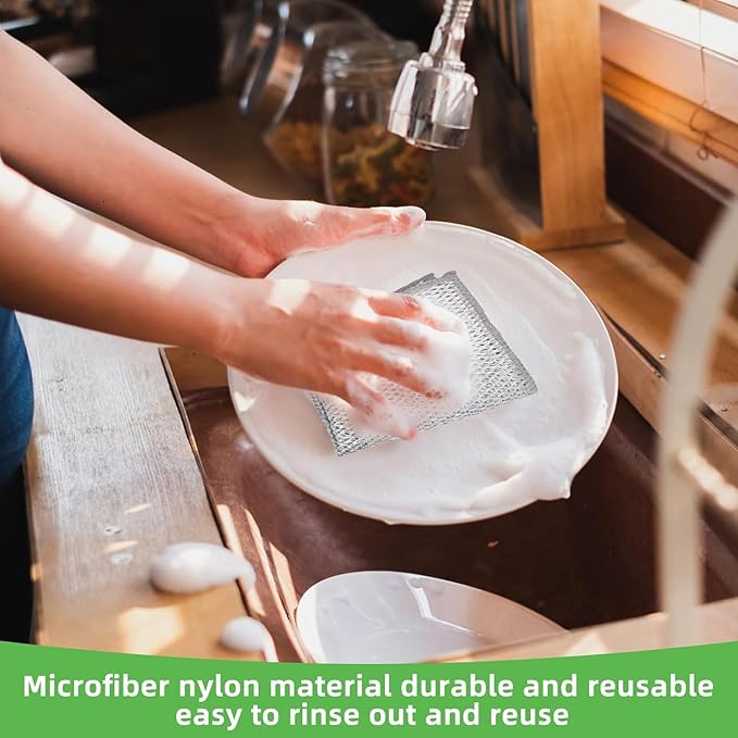 Wire Dishwashing Rag for Wet and Dry,10 Pack Non-Scratch Wire Dishcloth,Multipurpose Cleaning Pads,Wire Miracle Cleaning Cloths,Mesh Cleaning Cloth for Metal Pot Kitchen Dishes