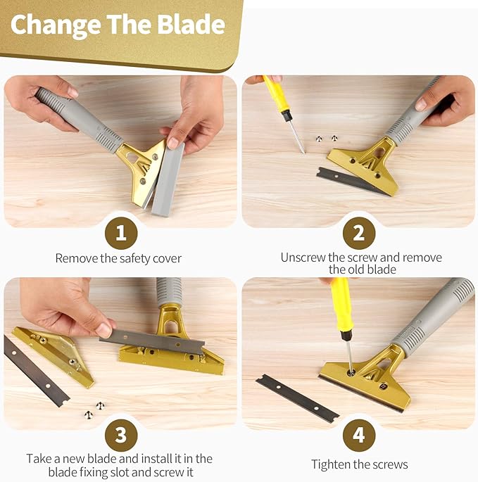 Razor Blade Scraper set of 2 PCS 4" Scraper Tool and with 20pcs Extra Metal Blades for Floor, Window, Glass, Stove, Wall, Paint, Caulk, Labels, Adhesive, Sticker Removal