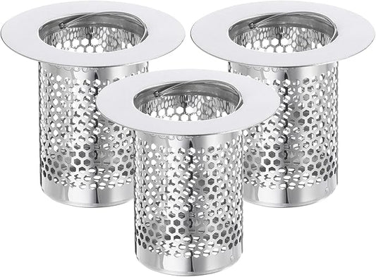 uxcell 2 Pack Shower Drain Strainer, 2" x 2" Stainless Steel Floor Drain Strainer Deep Sink Hair Catcher for Kitchen Bathroom Balcony Floor Drain, Fit Hole Size from 1.18" to 1.97"
