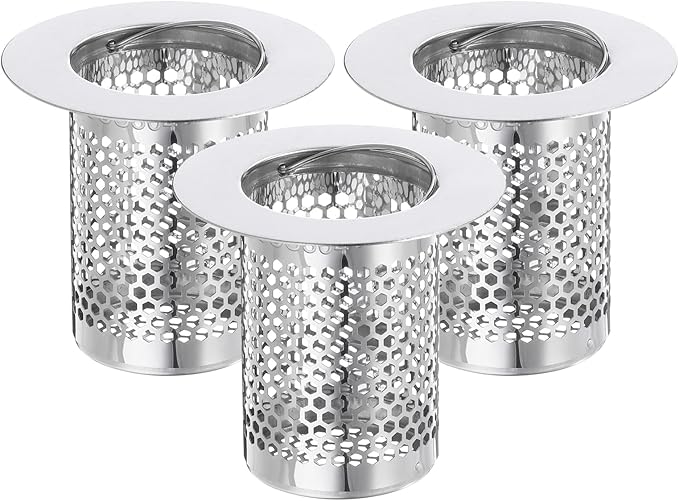 uxcell 4 Pack Shower Drain Strainer, 2" x 2" 304 Stainless Steel Floor Drain Strainer Deep Sink Hair Catcher for Kitchen Bathroom Balcony Floor Drain, Fit Hole Size from 1.1" to 2"