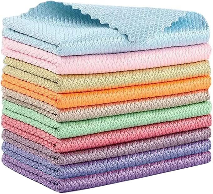 10Pack Nanoscale Cleaning Cloth, Easy Clean Cloth, Microfiber Cleaning Cloth, 11.8 x 11.8 Nanoscale Streak-Free Cleaning Cloths Reusable Lint Free Cloth for Auto , Glasses, Dishes