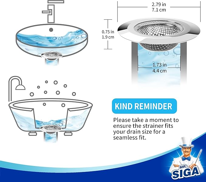 MR.SIGA Bathtub Drain Strainer, Stainless Steel Shower Bathtub Drain Hair Catcher, Bathroom Sink Drain Strainer, 3 Pack