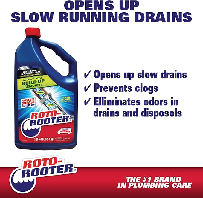 Roto-Rooter 351271 Build-Up Remover Drain Cleaner,64 oz,(Pack of 2)