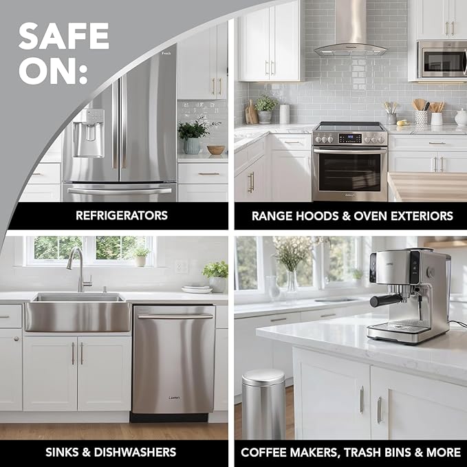 Weiman Stainless Steel Cleaner and Polish - Protects Appliances from Fingerprints and Leaves a Streak-Free Shine for Refrigerator, Dishwasher, Oven, Grill, 22 oz, 6 Pack
