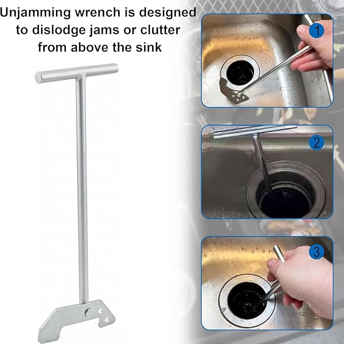 Garbage Disposal Wrench, Garbage Disposer Unjamming Wrench Compatible with Waste King, Moen and InSinkErator Garbage Disposal- for Dislodge Jams or Clutter