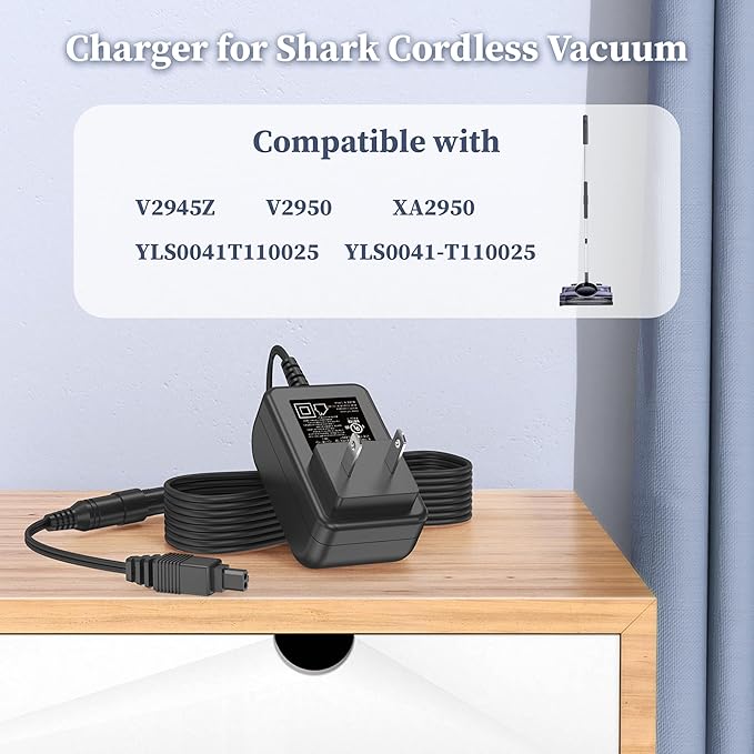 Charger for Shark V2945Z V2950 XA2950 Floor Carpet Sweeper Power Cord Replacement P/N for YLS0041-T110025 Vacuum AC DC Adapter Adaptor Supply