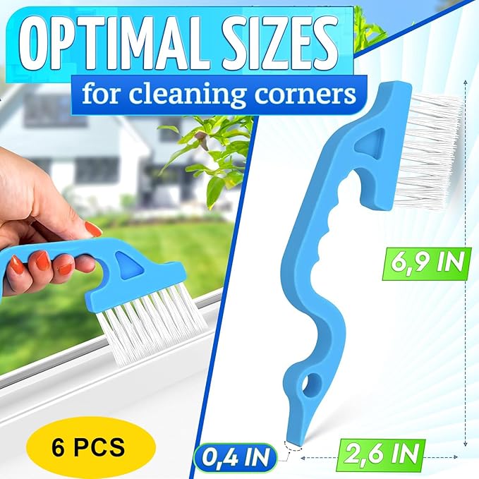 6 Pcs Cleaning Brush Window Mold Cleaner - Window Track & Sill Cleaning Tool, Deep Clean Scrubber for Sliding Doors & Windows Grooves, Household & Car Detailing Brush Kit