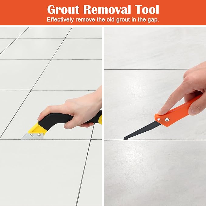 Coitak 13 PCS Grout Removal Tool Kit, 2 Tile Grout Saws with 6 Extra Blades, Hand Saw with 4 Extra Blades, Ideal for Tile Gap Cleaning and Repair